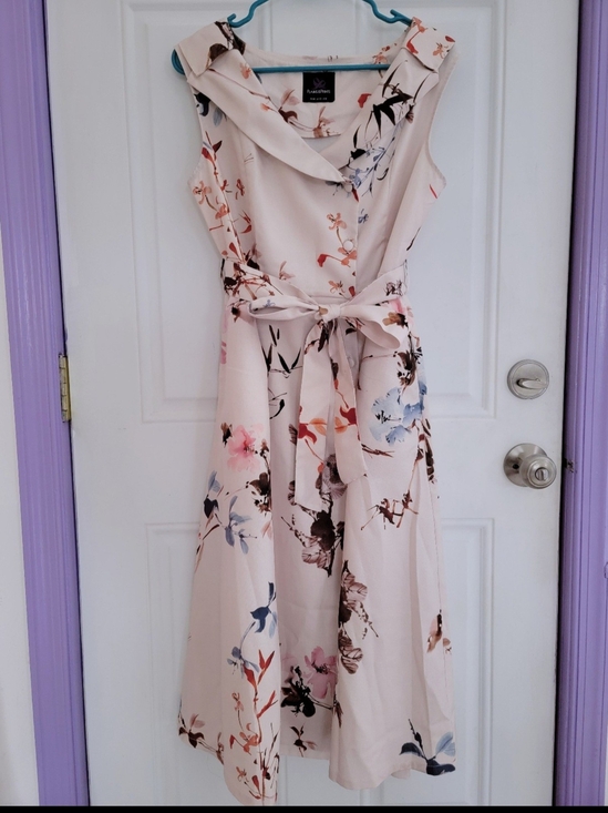Plains & Prints Dresses & Skirts - Floral Fit-and-Flare Midi Dress in Blush And cream